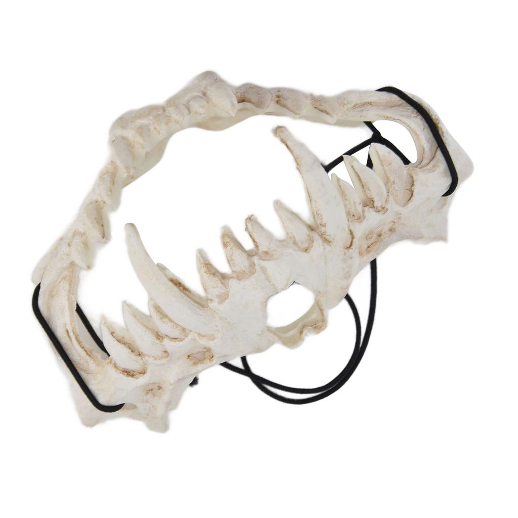 Skull Mask Latex Tiger Tooth Type Durable Waterproof Adjustable Scary Mask for Party Festival