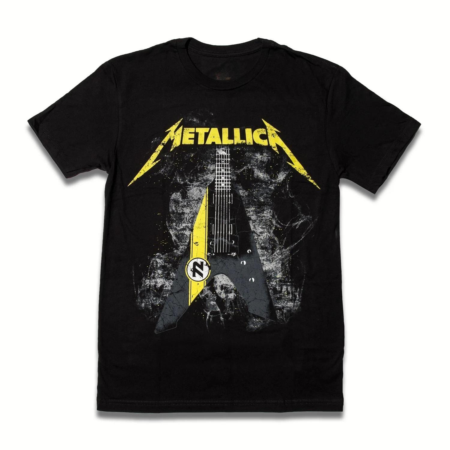 2026 Новая Хит-продаж Metallica Унисекс Хлопковая Рубашка Y2k Графические Футболки с Электрогитарой Хип-хоп Стиль Унисекс Гавайская Роскошная Футболка 4XL