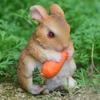Realistic Appearance Micro Carrot Resin Landscape Rabbit Statue with Garden Rabbit Ornament Miniature Sculpture Dollhouse Decor