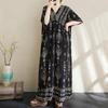Krátký rukáv Plus size Bavlněné vintage květinové nové šaty pro ženy ležérní volné dlouhé letní šaty