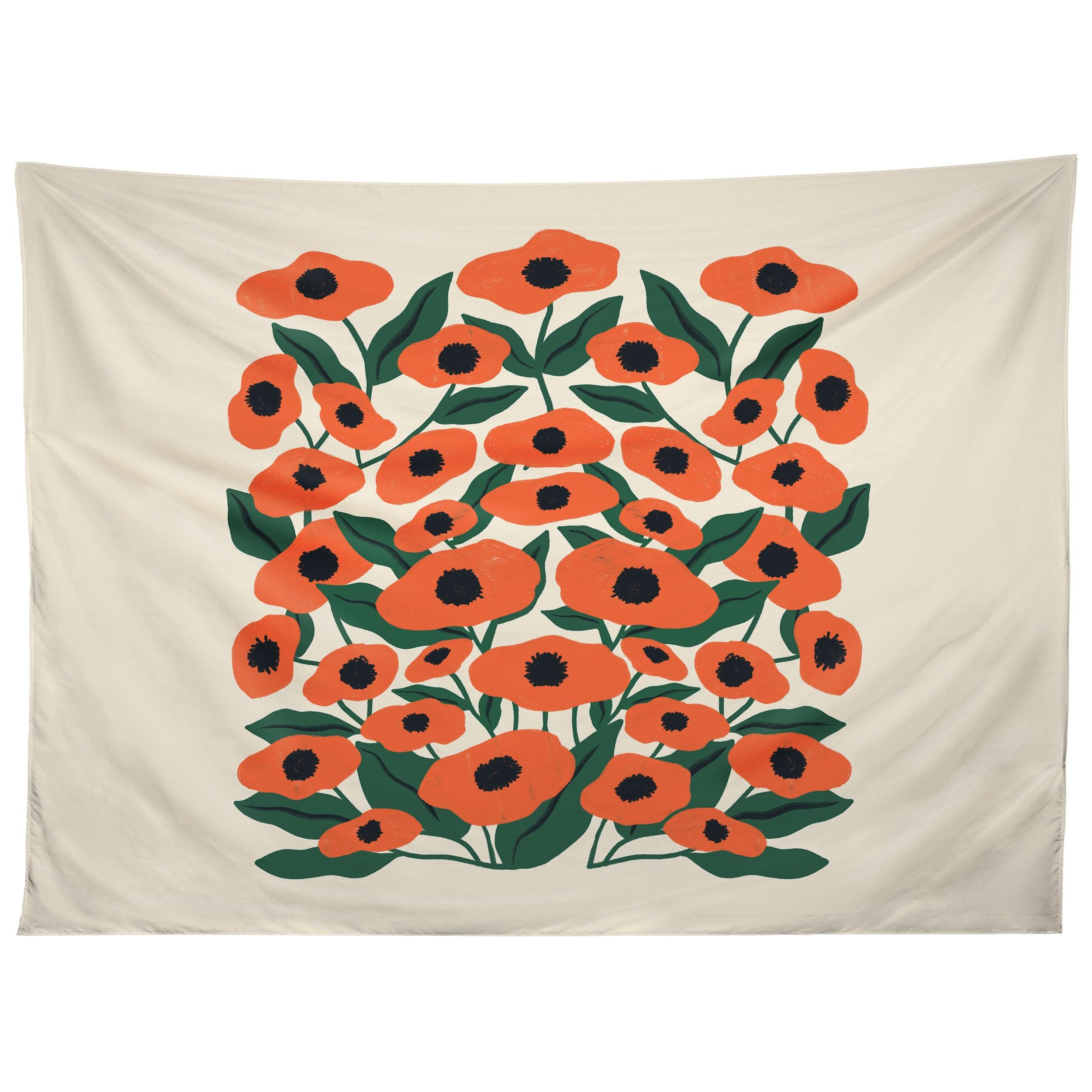 RED POPPY GARDEN 2 tapestry 75x100
