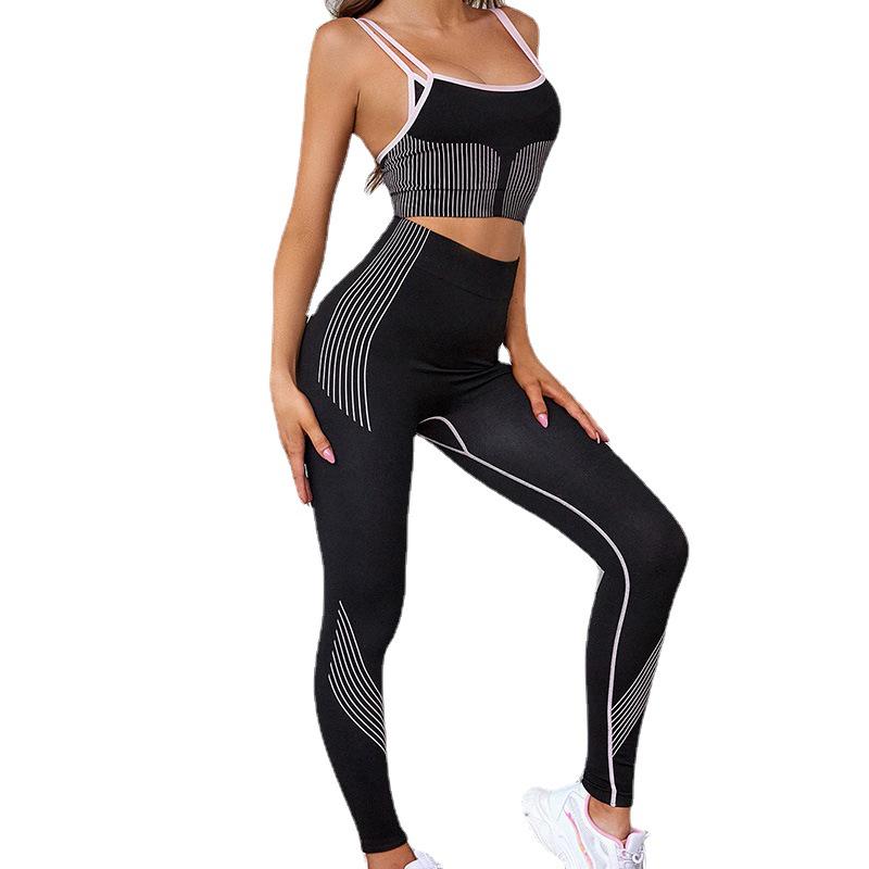 European & American Seamless Yoga Set: Elastic Vest & High Waist Hip-Lifting Long Pants