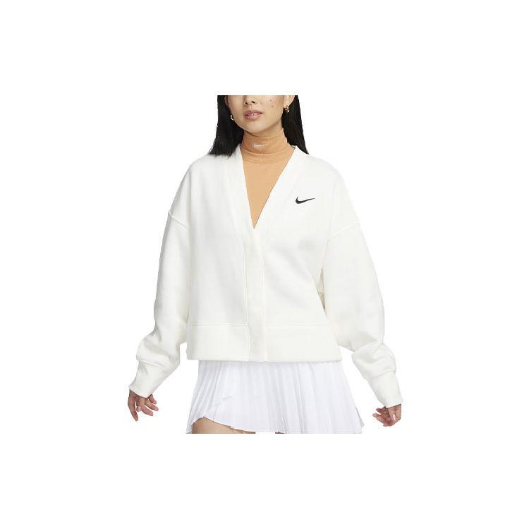 

Nike Флисовый повседневный свободный вязаный топ с длинными рукавами, женские топы белого цвета FB8773-133