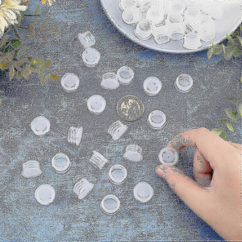 2025 50Pcs 1/2inch Salt and Pepper Shaker Stoppers Plastic Stopper Replacement Plug Bottle Caps Reusable Clear Round Plastic End Cap Storage Tool for