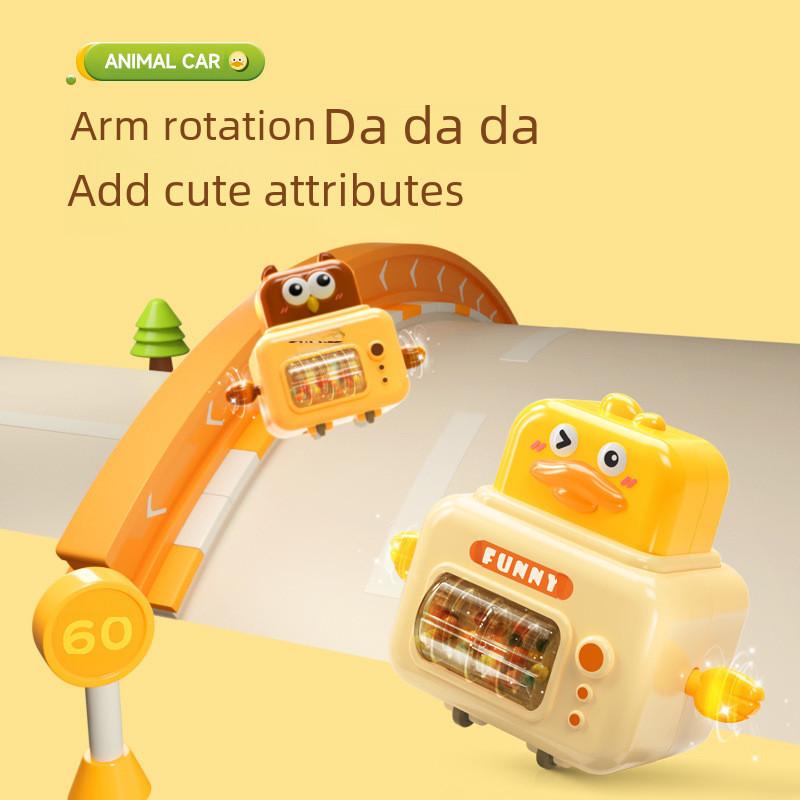 Adorable Cartoon Animal Push And Go Car With Pressable Head And Sound Rattle