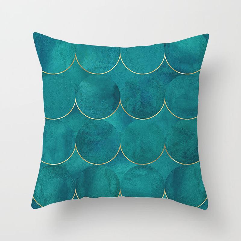 Retro Green Geometric Pillow Case Home Sofa Pillow Cushion Cover Tatami