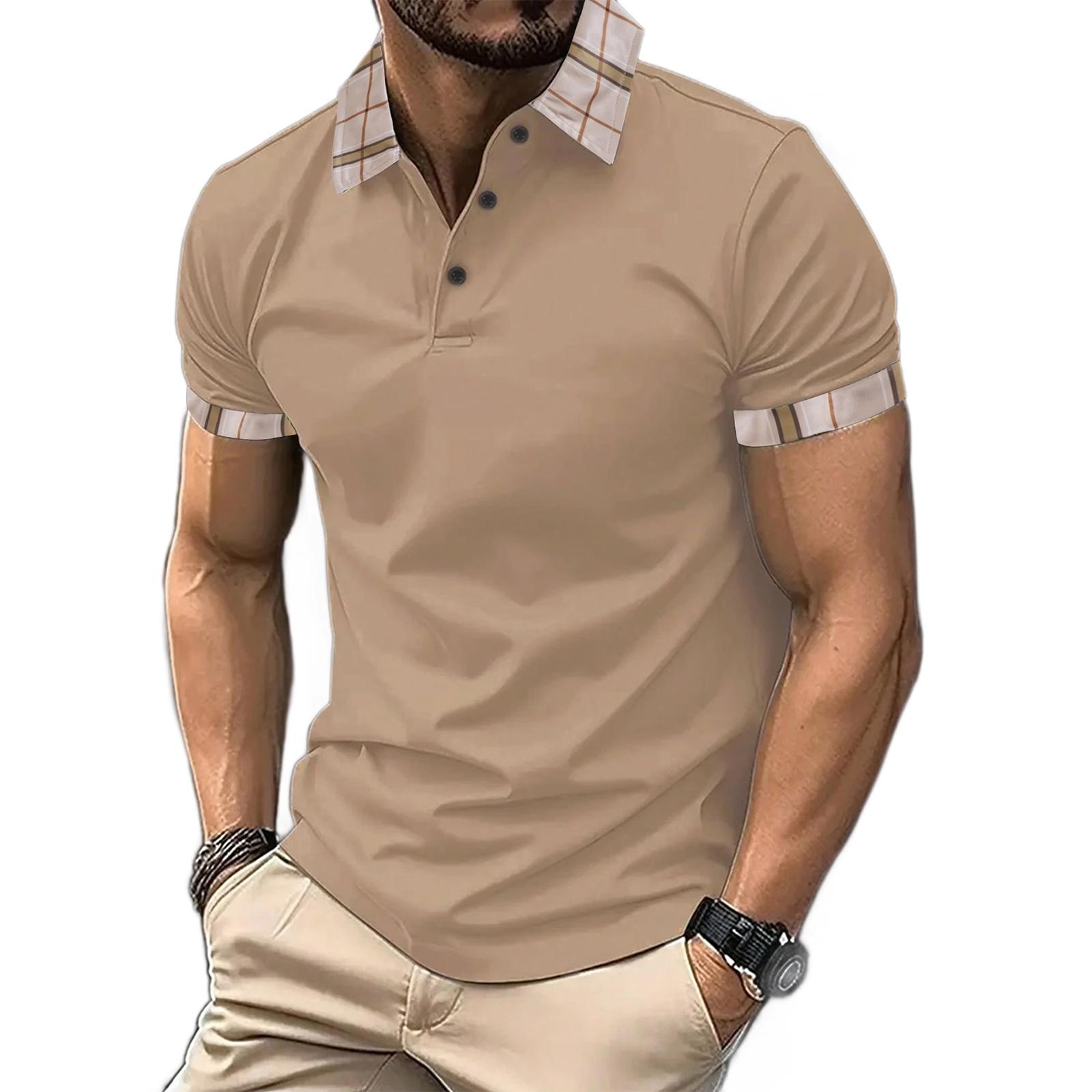 

Мужская летняя спортивная модная дышащая рубашка на пуговицах, мужская спортивная повседневная клетчатая футболка L хаки