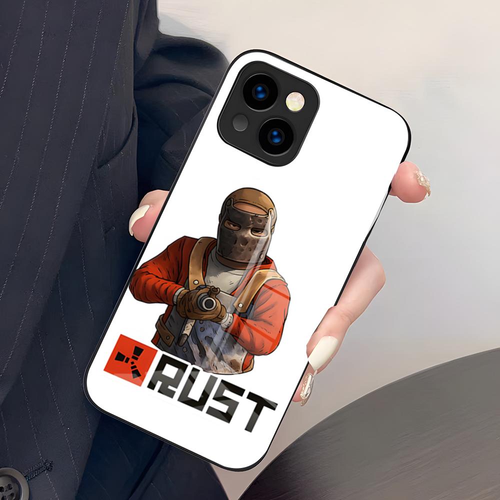 

Чехол для телефона RUST Game для iPhone 17 Pro Max 15 Pro 16 14 Plus 12 13 Mini 11 Pro Ударопрочный стеклянный чехол iPhone13 ProMax