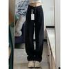Plus Size Black Wide-Leg Jeans for Women - High Waist, Slimming, Loose Fit, Perfect for Autumn/Winter.