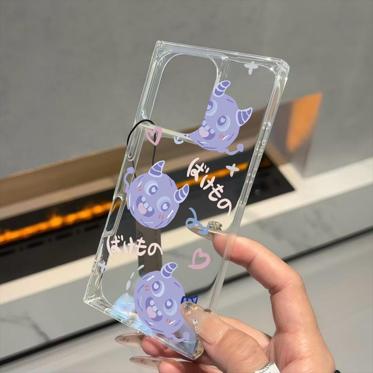 

Clear Square Back Tube Case Protection For iPhone 16 ProMax 13 12 11 15 Plus 14 Pro Max Anti-Oxygen,Little Monster Pattern Casing iphone 11 ProMax