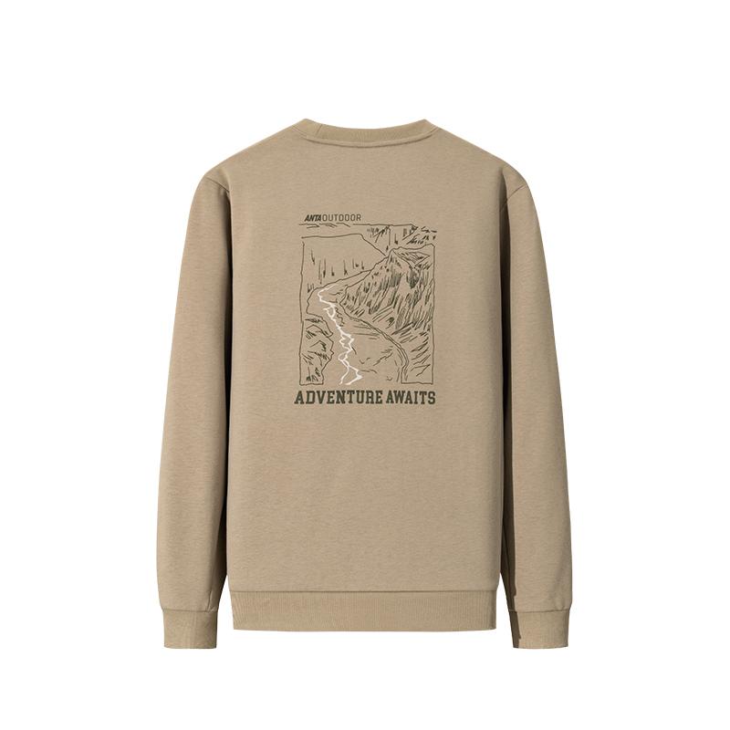 Anta Round Neck Loose Comfortable Pullover Warm Fleece Sweatshirt Men Sweatshirt 152546701-1