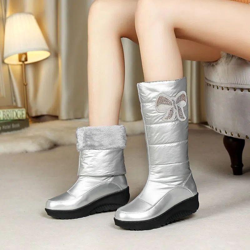 

Новая мода теплая хлопковая обувь со средним рукавом и толстой подошвой для женщин