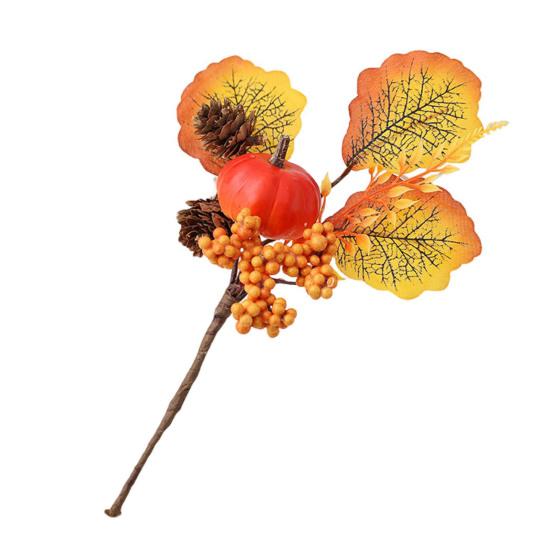 Halloween Artificial Pumpkin Branches Faux Fall Pumpkin Bouquet Fake Pumpkin Maple Leaf Picks for Harvest Thanksgiving Floral Arrangement Tabletop