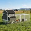 Pollaio in Legno con Recinto Nido Tegole in Asfalto Vassoio Estraibile per 4-6 Galline 347x160x150 cm Grigio Scuro