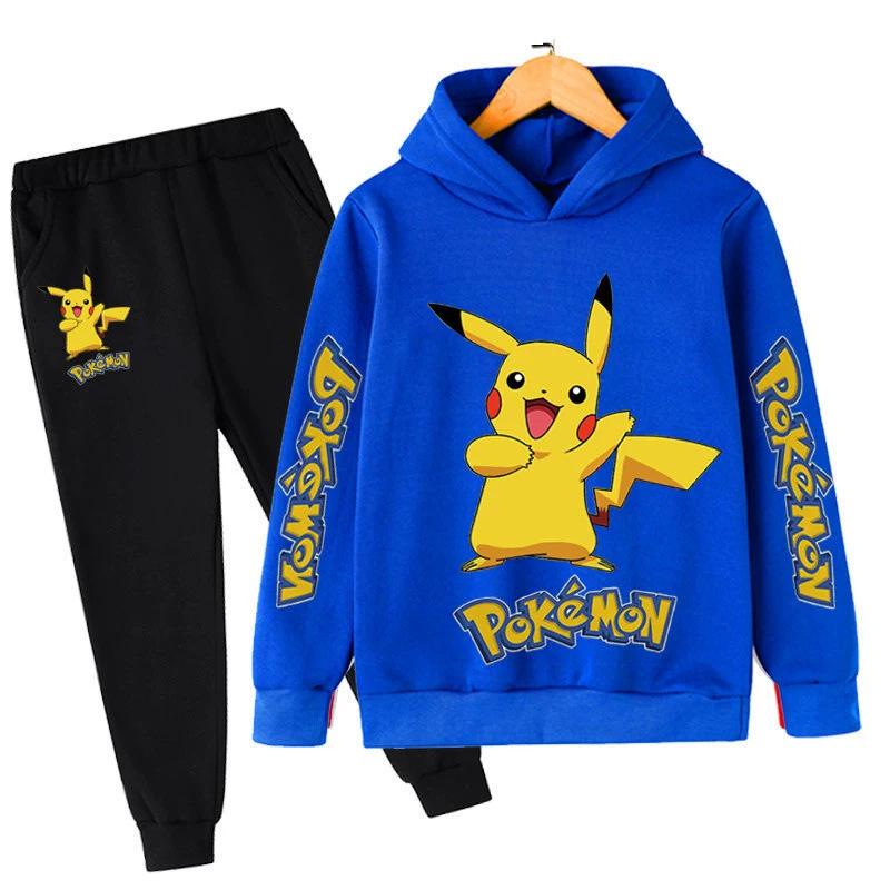 Unisex Anime Pikachu Hoodie Set for Kids - New Style