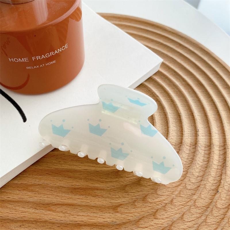 

Chic And Stylish Acetate Hair Accessories For Women Featuring Beautiful Heart And Crown Patterns Blue Crown