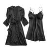 Lingerie Women Silk Lace Robe Dress Babydoll Nightdress Sleepwear Kimono Set