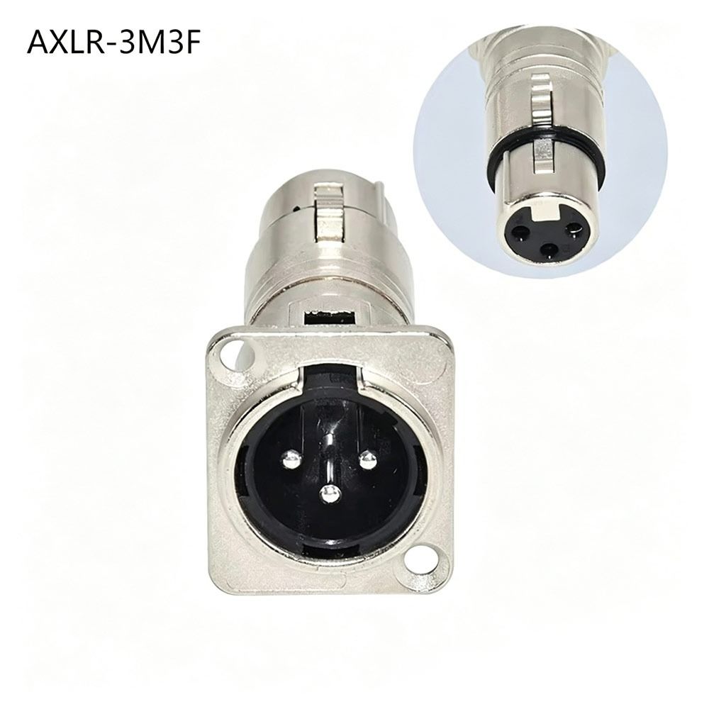 1Pcs D-Type 3Pin XLR Connector Metal Pass Through XLR Jack for Speaker System Installation