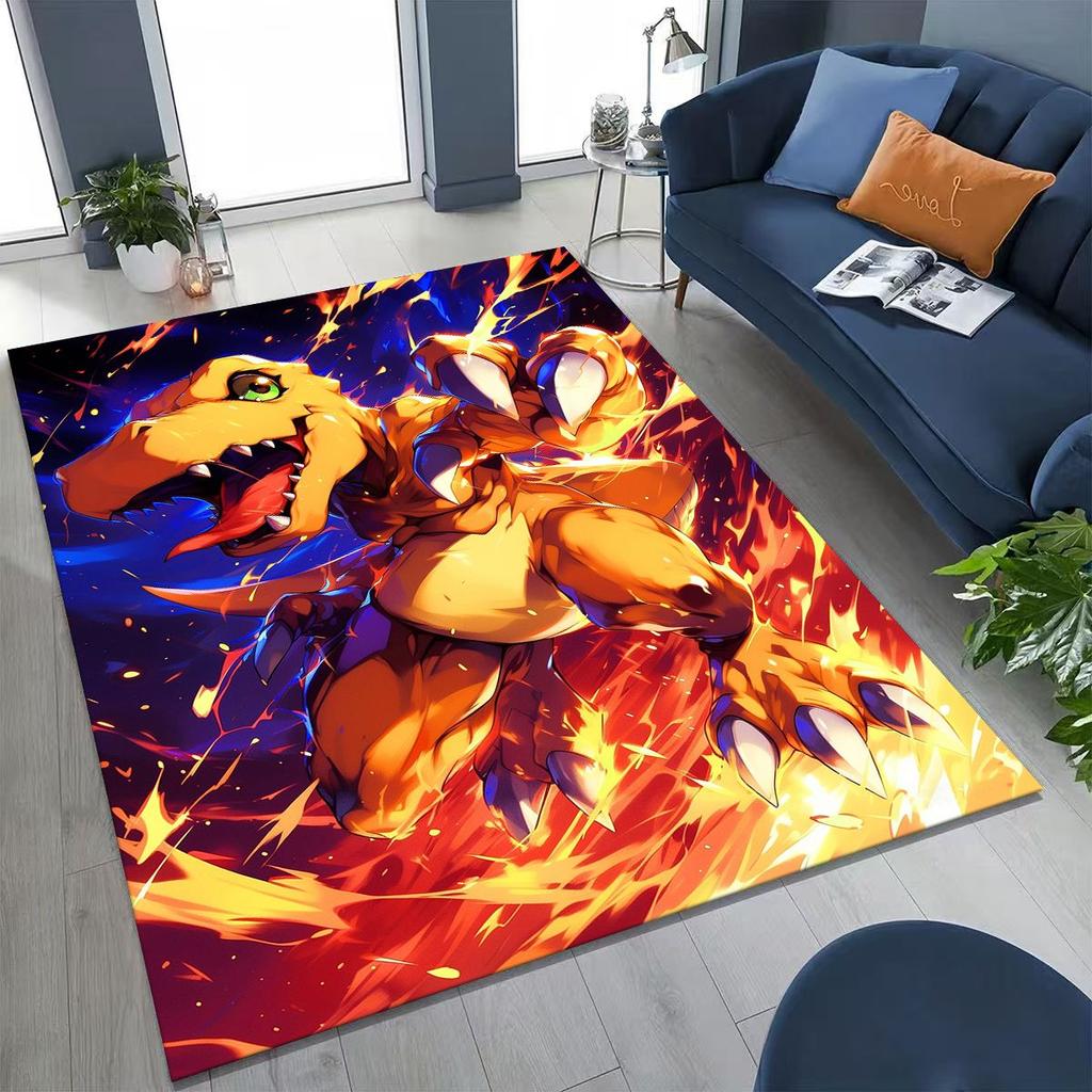 Retro Digimon Adventure Angewomon Agumon Cartoon Rug for Bedroom Living Room Sofa Home Doormat Decor,Kids Non-slip Floor Mat