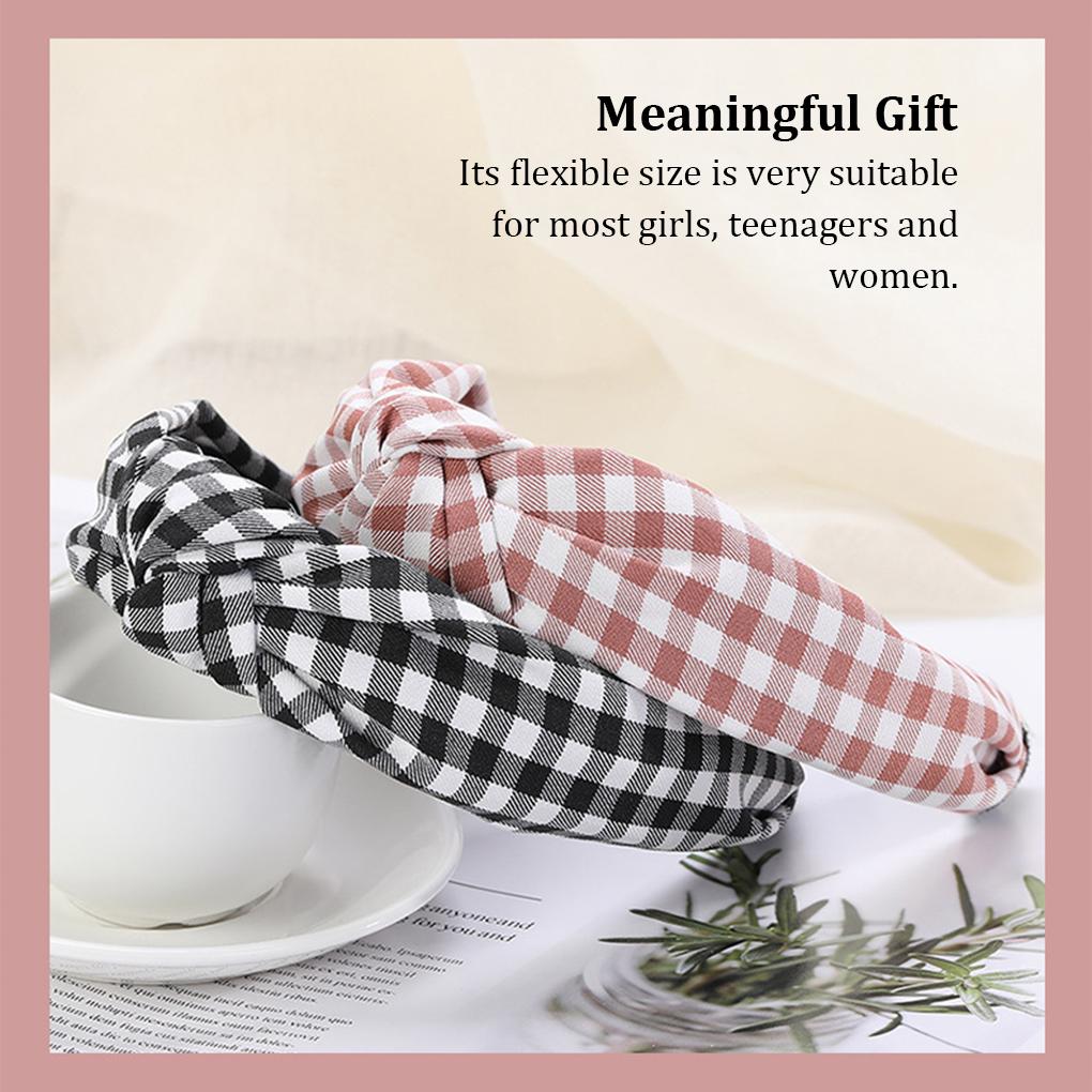 Hair Accessories Face Washing Supplies Knotted Headband Daily Wear Clothes Matching Accessory Sweet Plaid Hairband Adult Women