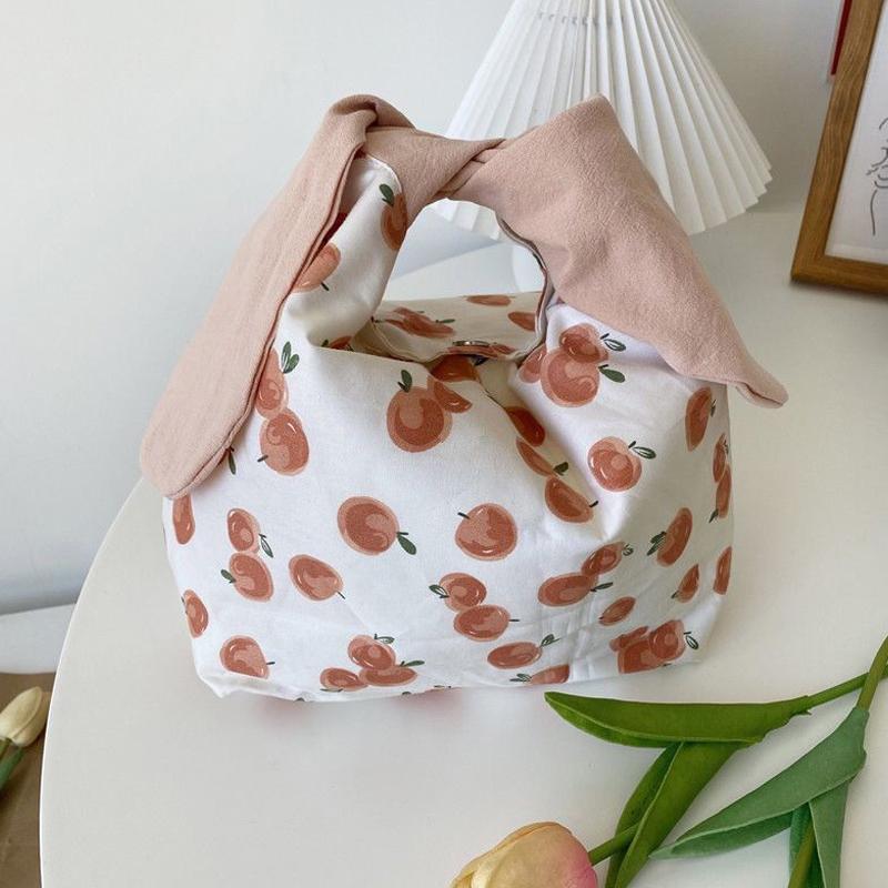 Lunchtasche Baumwolle Bento-Tasche Picknick-Tragetasche Niedlich Öko Kleine Handtasche Tragbar Hasenohren Lebensmittelaufbewahrungsbeutel Für Frauen Kinder