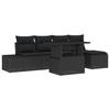 VidaXL Ensemble de canapé de jardin de 6 pièces avec coussins en rotin poly noir 3349169
