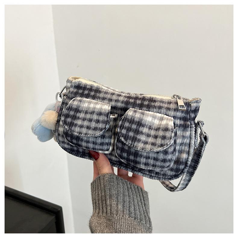 Sweet Plaid Bag, Foreign Style Cute Messenger Bag 2025 New Spring Fresh College Style Shoulder Small Square Bag