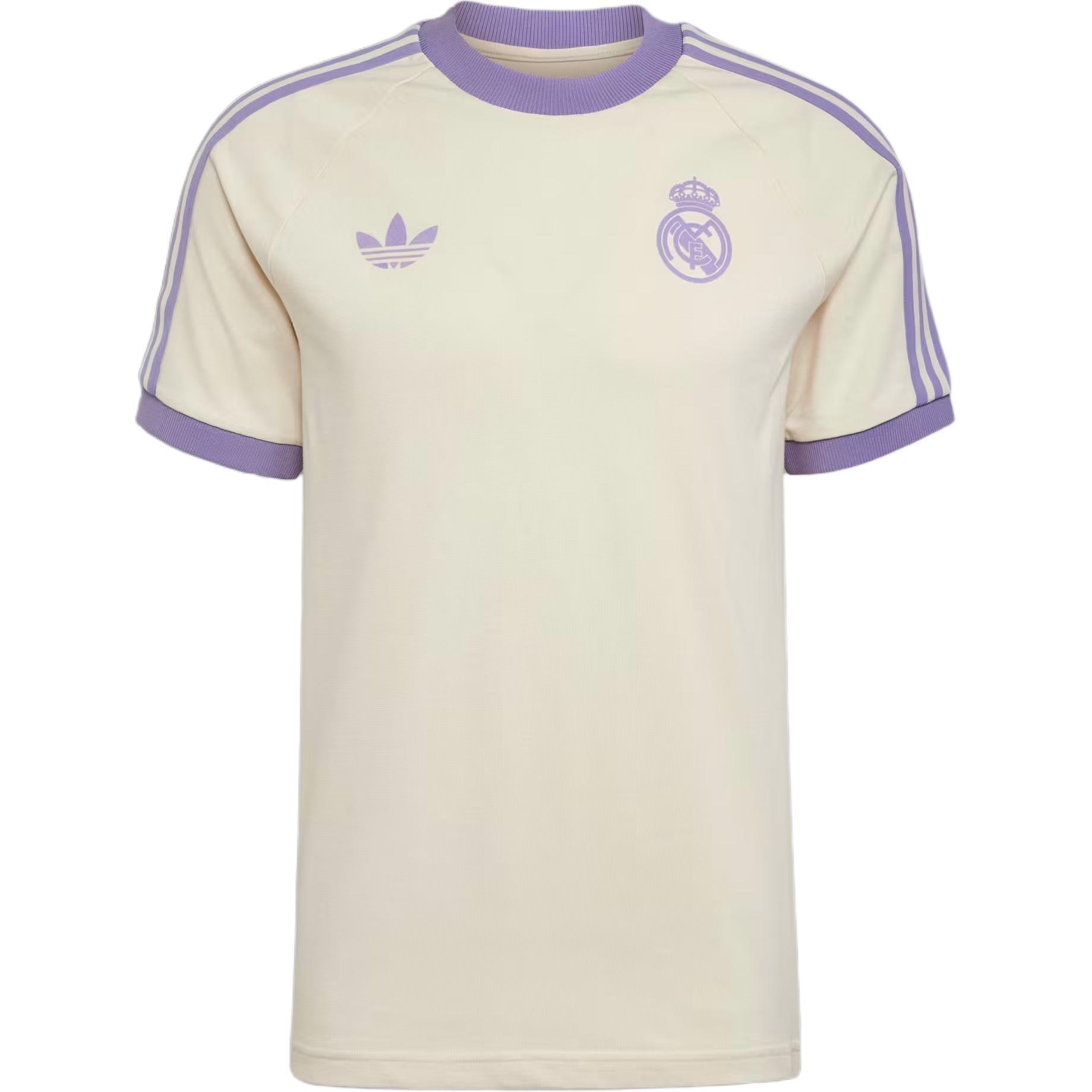 adidas Real Madrid Adicolor Classics 3-Stripes T-Shirt Asia Sizing White Purple Men s IY0057 M