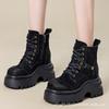Martin Boots Inner Height Increase Women's Shoes Autumn and Winter New Leather Boots 10CM Shoes Platform Casual Shoes Short Boots Tide A5056