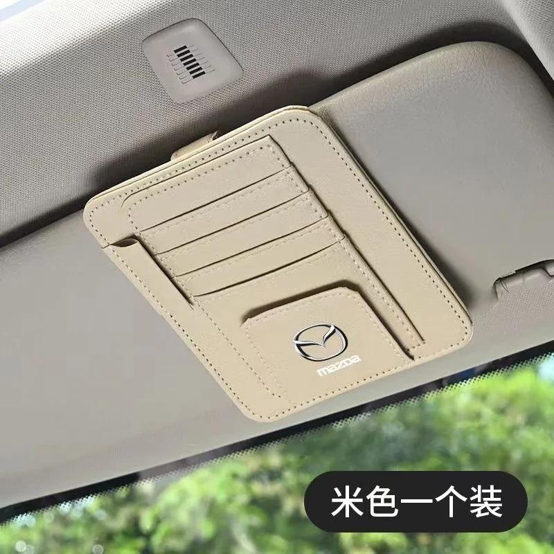 2025 Hot Car Card Holder Sun Visor Organizer For Mazda CX3 CX5 CX8 CX30 Mazda 2 3 6 Sunvisor Ticket Sunglasses Holder Storage Po