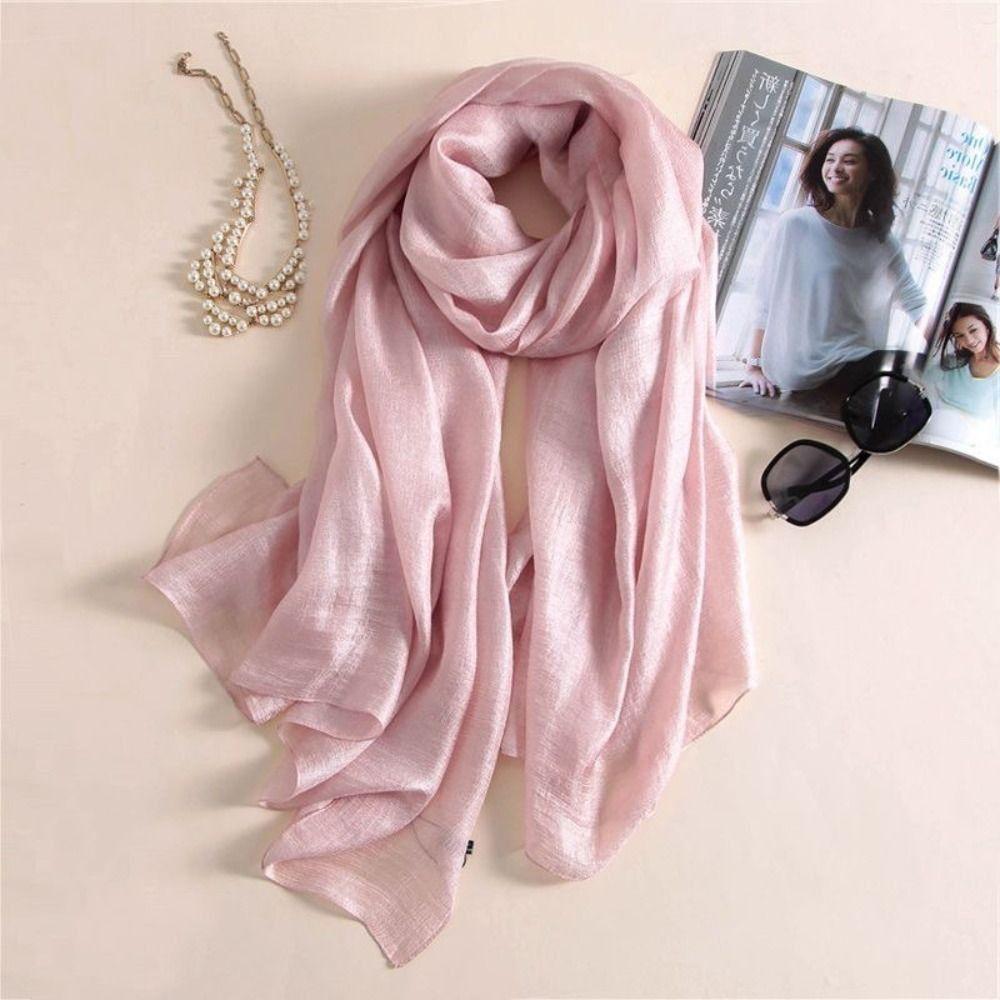 Head Wrap Women Plain Scarf Linen Plus Size Hijab New Female Sunscreen Shawl