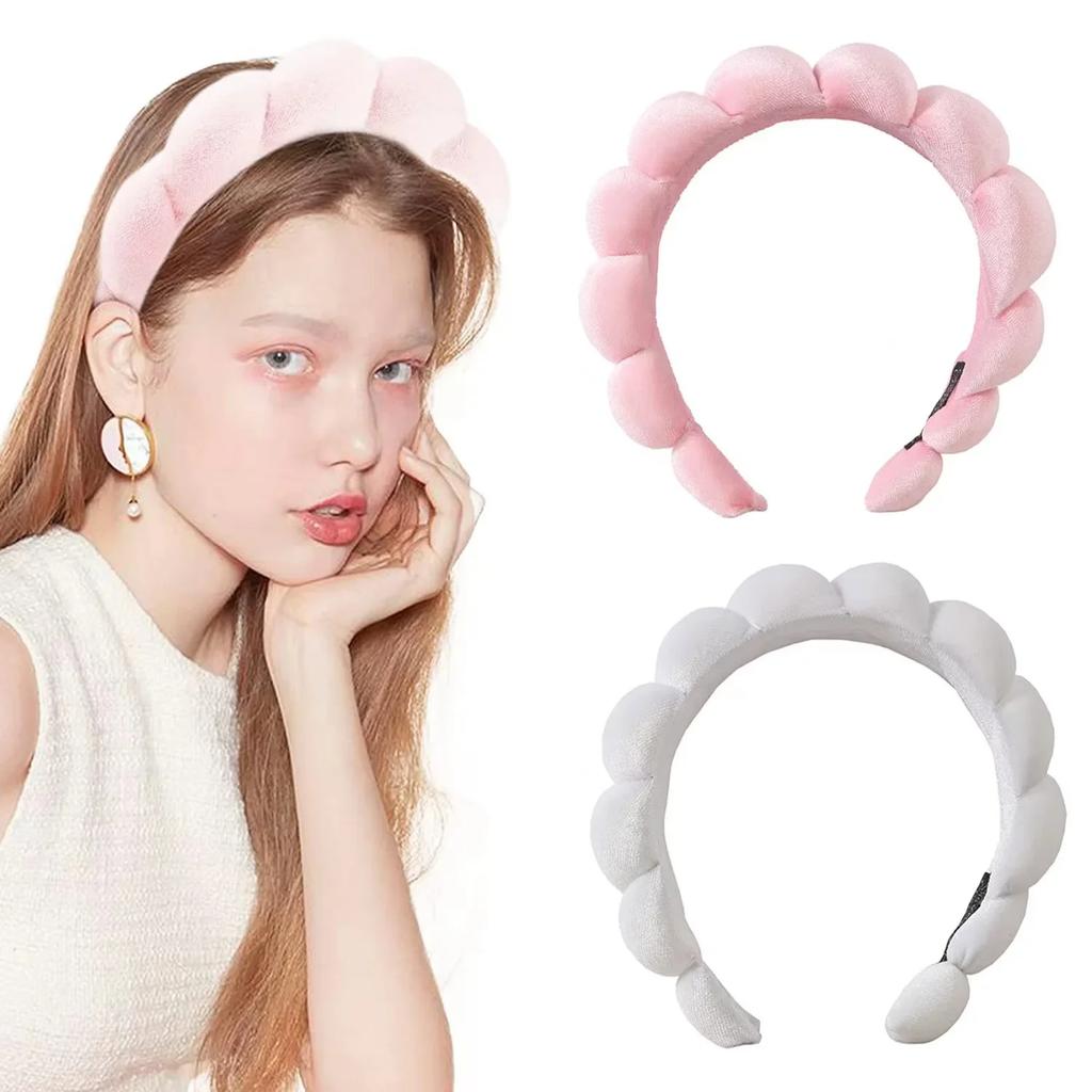 Sponge Co Spa Makeup Bubble Terry Cloth Headband Puffy Retro Hair Bands Soft Hairband Headwear
