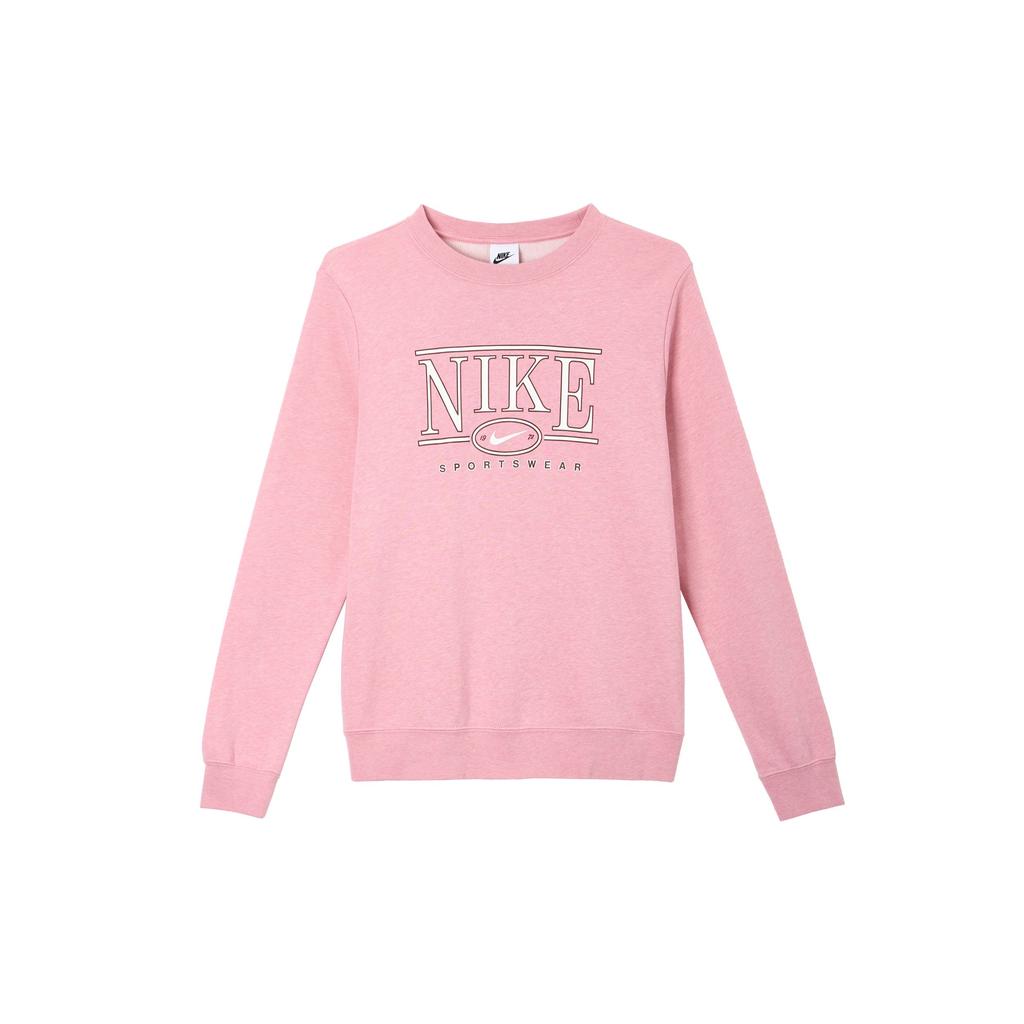 Nike Sportswear Club SS25 Fleece Logo Letter Crew Neck Long Sleeve Sweatshirt Women sweatshirt Element-Pink Stone-Flower HJ0981-699