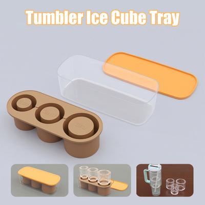 Ice Cube Tray Easy To Demould Silicone Ice Cube Mold with Lid Cylinder-Shaped Ice Tray for 30-40 Oz Tumbler