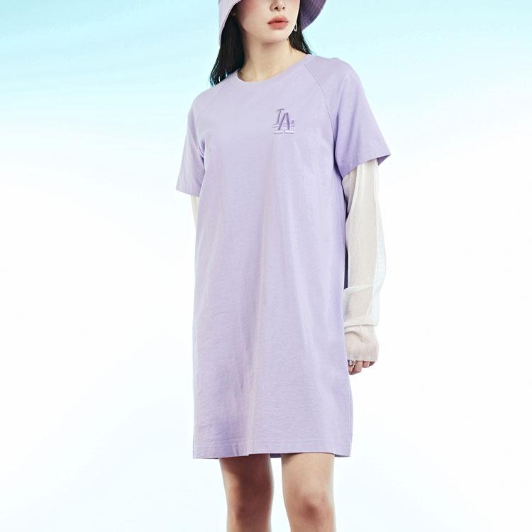 New MLB Short Sleeved Dresses Women's Purple 3FOP00423-07LDL
