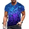 Fashion Men's Crew Neck Short Sleeve 3D Skull Color Printed Skull Short Sleeve Crew Neck T-Shirt