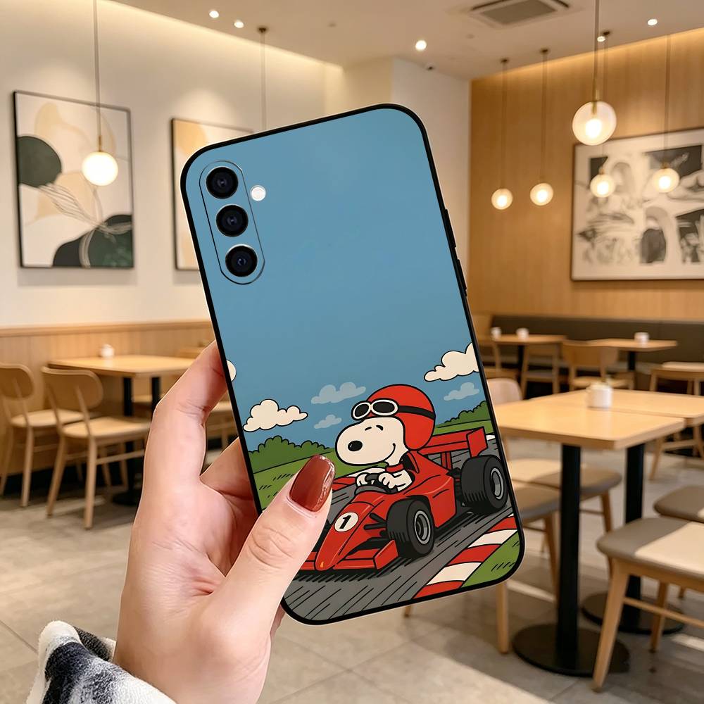 Cartoon T-S-noopy-PC  Phone Case Black Silicone Soft For Samsung Galaxy A73,A72,A71,A70,A53,A52,A51