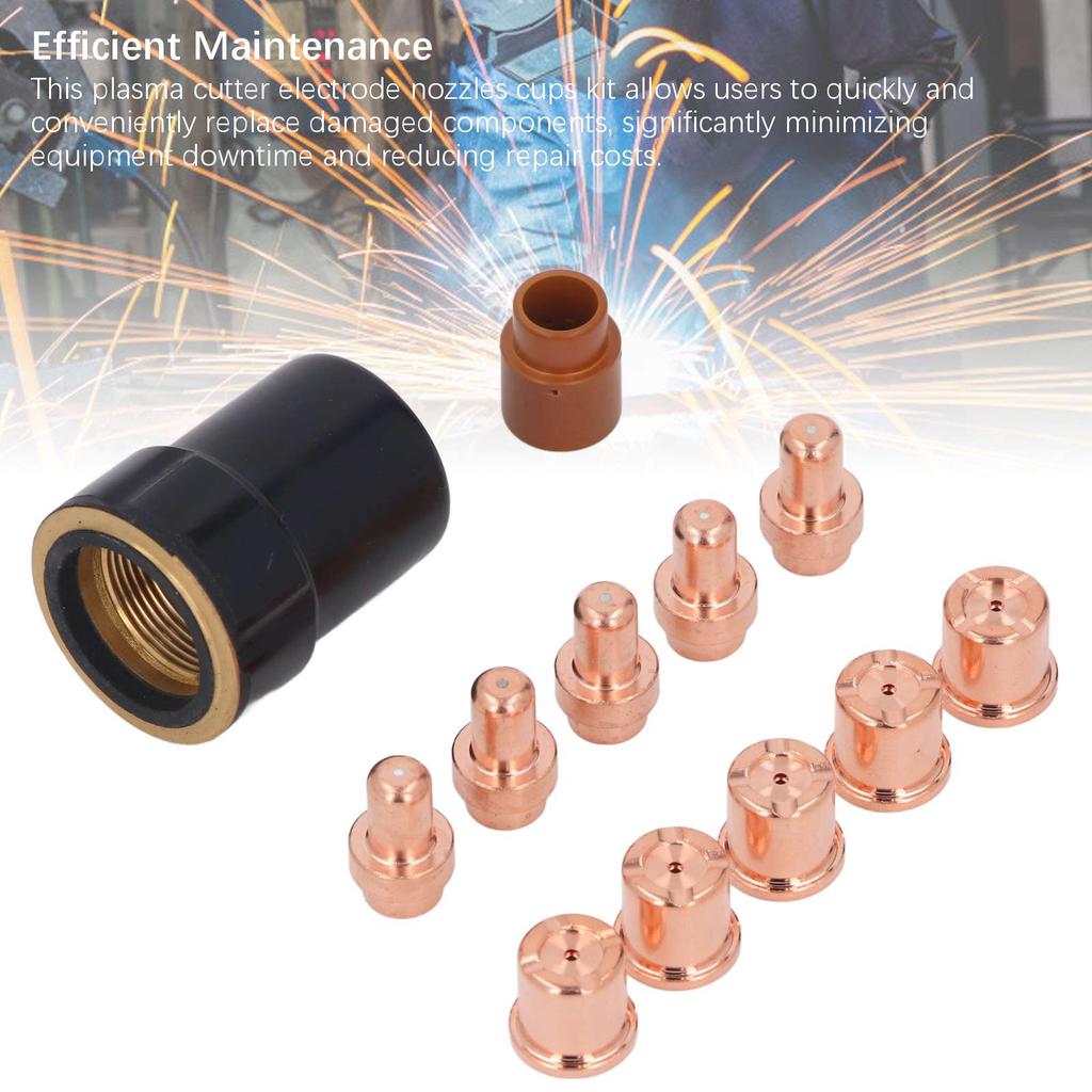 12-teiliges Set Plasma-Schneidgerät Elektroden Düsen Kappen Kit Plasma-Schneidbrenner Elektroden Düsen und Kappen für CB50