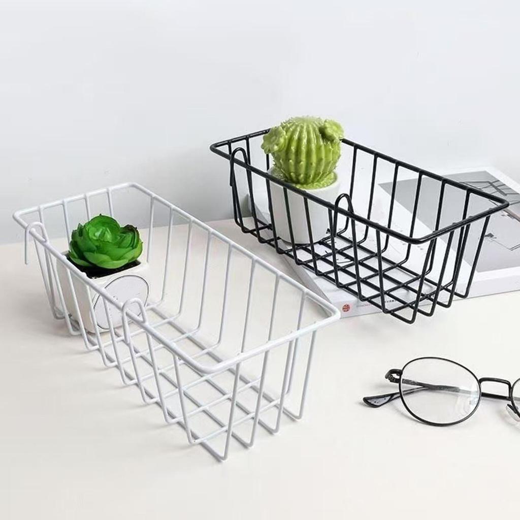 Hanging Basket Organizer, Wire Basket, Metal Wall Shelf Storage with Sturdy Iron Hooks for