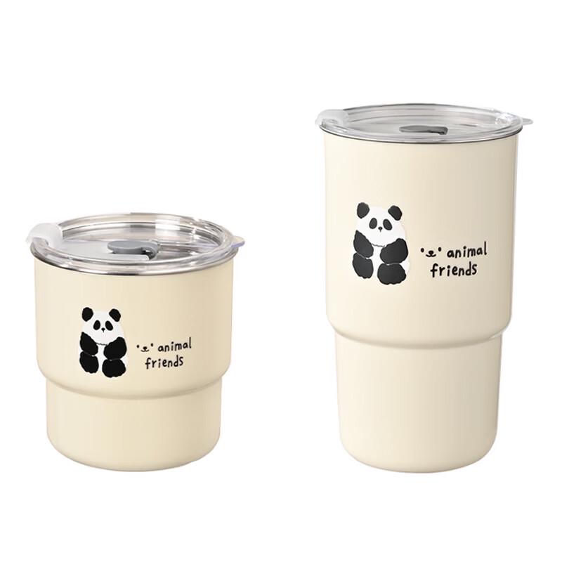 Cartoon-Panda Kaffeetasse aus Edelstahl