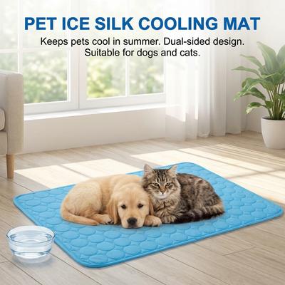 Tapis de Refroidissement pour Animaux de Compagnie Soie Glacée Coussin d'Été pour Chiens Chats Refroidissement Rapide Confortable Respirant Fond Antidérapant pour Canapé Voiture Lit