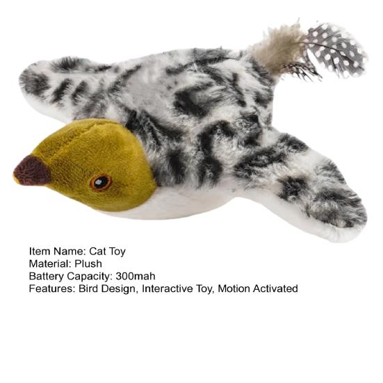 Chirping Bird Cat Toy Rechargeable Plush Bird Flapping Wings Interactive Electric Flying Bird Toy for Cats Chasing Natural Hunting Instinct