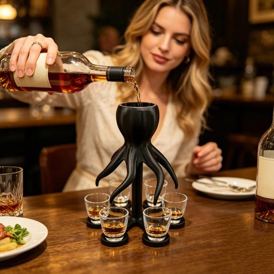 Dispenser di Vino, Forma di Polpo, con Scomparti a 6/8 Tentacoli Contenitore per Bevande, Divertente Accessorio da Bar Strumento per Cocktail per Feste e Riunioni