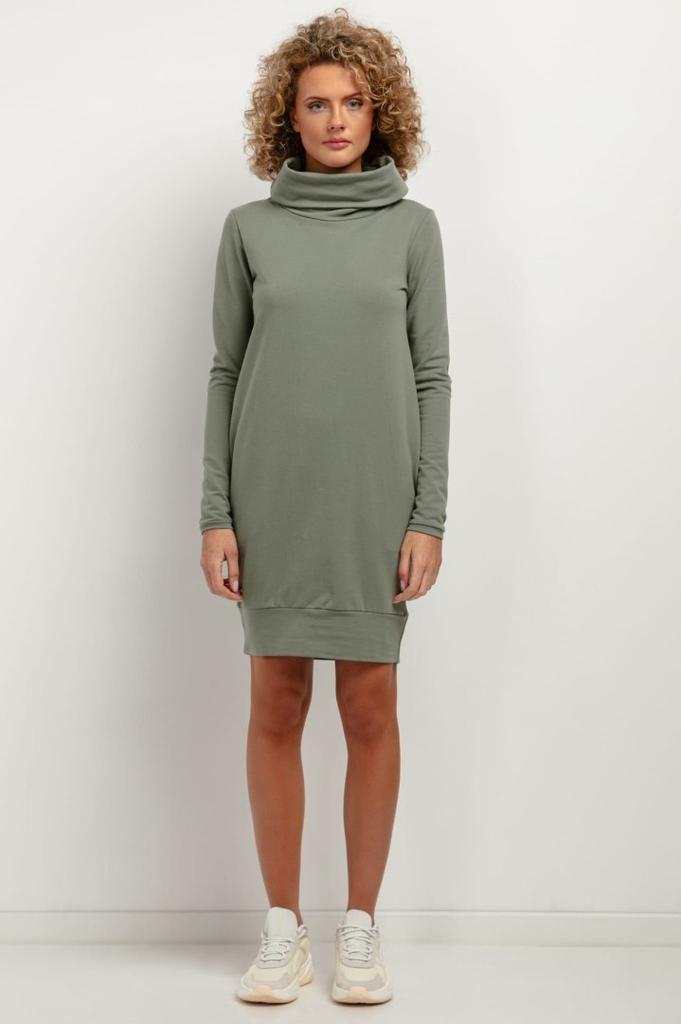Sweatshirt dress with cowl T376 cappuccino XS
