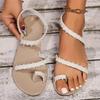 Fashion 2024  Summer New Style Flat Round Toe Open Toe Thin Sandals Strap Sandals Casual Lightweight Anti-Slip Sandals Zapatos Mujer