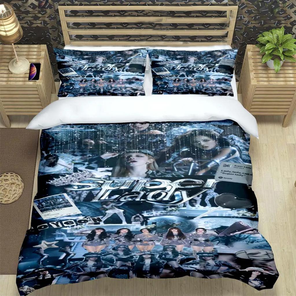 Korean Kpop Girl Group-Yuqi-SoyeonMiyeon-Suyin-Shuhua Print Bedding Set Duvet Cover Comforter Bed Youth Kids Girl Boys Gift