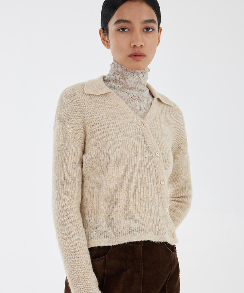 YOUTH Asymmetric Knit Shirt - Melange Ivory