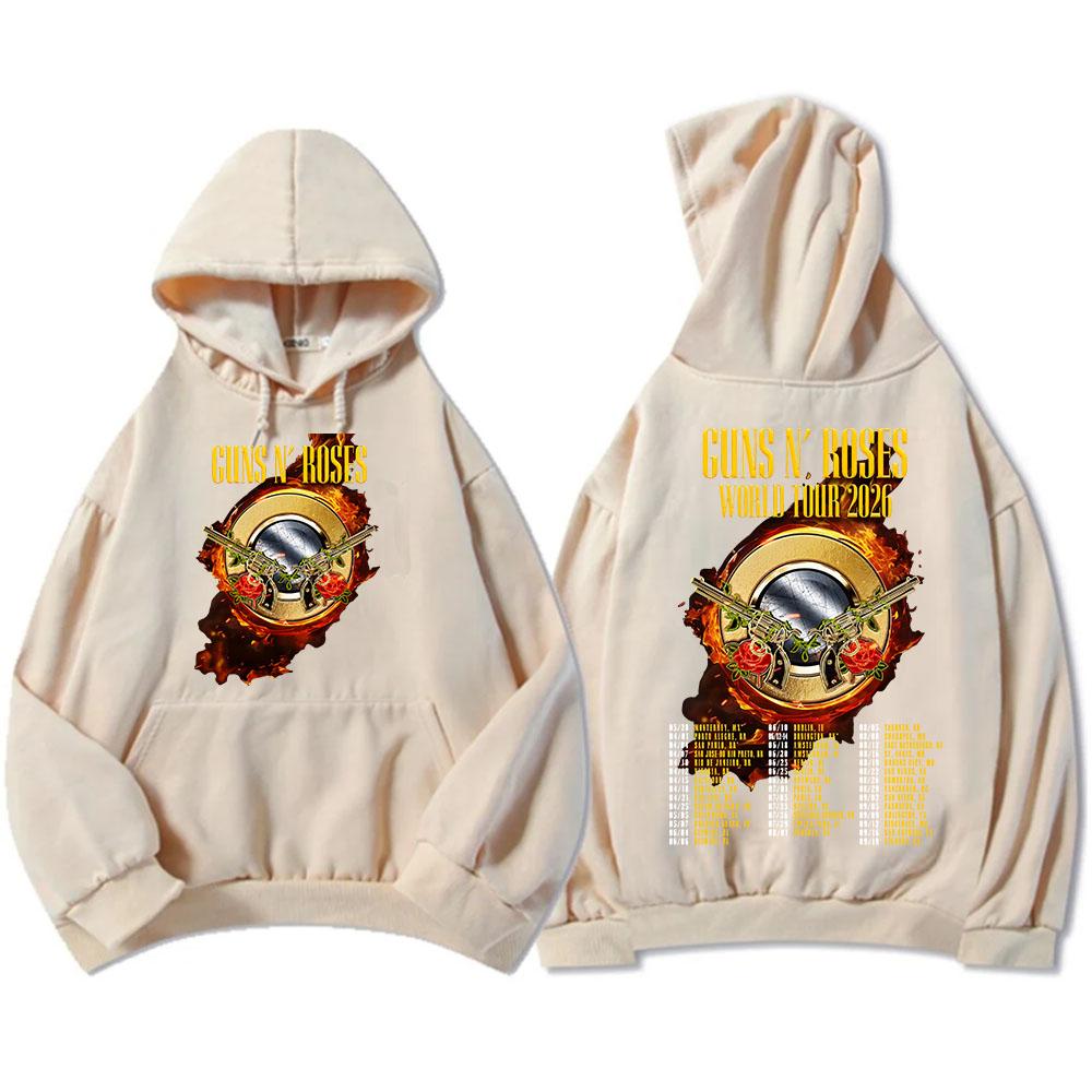 GUNSN' ROSES World Tour 2026 Hoodies Winter Long Sleeve Fashion Hooded Sweatshirts Hip Hop Unisex Streetwear Fleece Men Clothing