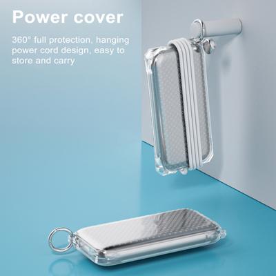 Battery Holder Portable Battery Case with Carabiner Shockproof Protective Cover for Apple Headset Power Pack Power Cord Holder Case
