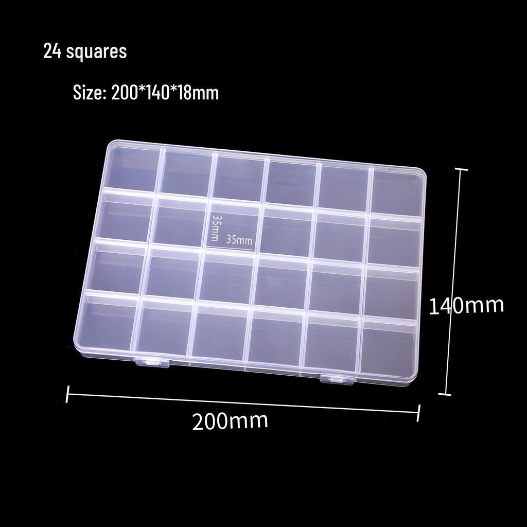 Aufbewahrungsbox aus transparentem Kunststoff mit 24 Fächern für Nailart, Strasssteine, Perlen und Schmuckzubehör